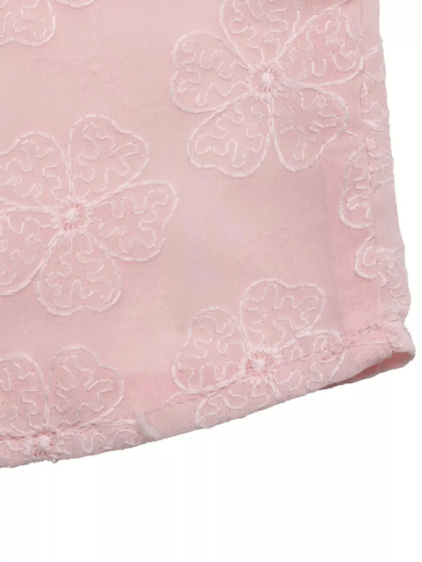 Floral Embroidered Pearl Trim Blouse  Style Ratio