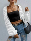 Cropped Ribbed Knit Cardigan  Style Ratio