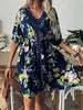 Crochet Front V-Neck Printed Cover-Up  Style Ratio