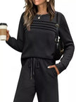 Full Size Long Sleeve Round Neck Top and Pants Set  Style Ratio