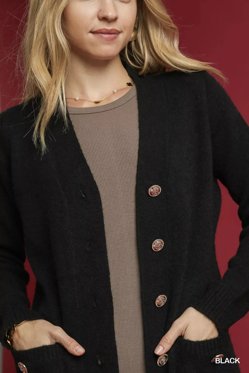 Umgee Button-Down Longline Sweater Cardigan with Front Pockets  Style Ratio