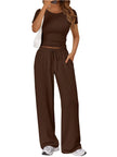 Round Neck Short Sleeve Shirt and Pants Loungewear  Style Ratio
