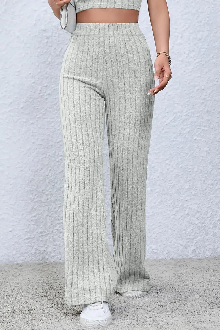 Basic Bae Full Size Ribbed High Waist Flare Pants  Style Ratio