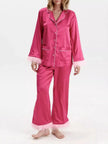 Silky Button Up Top and Pants Lounge Set  Style Ratio