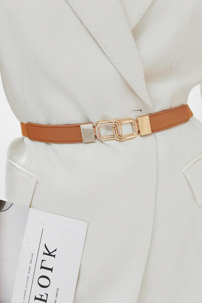 Geometric Double Buckle Elastic Belt  Style Ratio