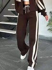 Full Size Contrast Stripe Zip Up Jacket and Pants Set  Style Ratio