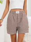 Gingham Elastic Waist Casual Shorts  Style Ratio