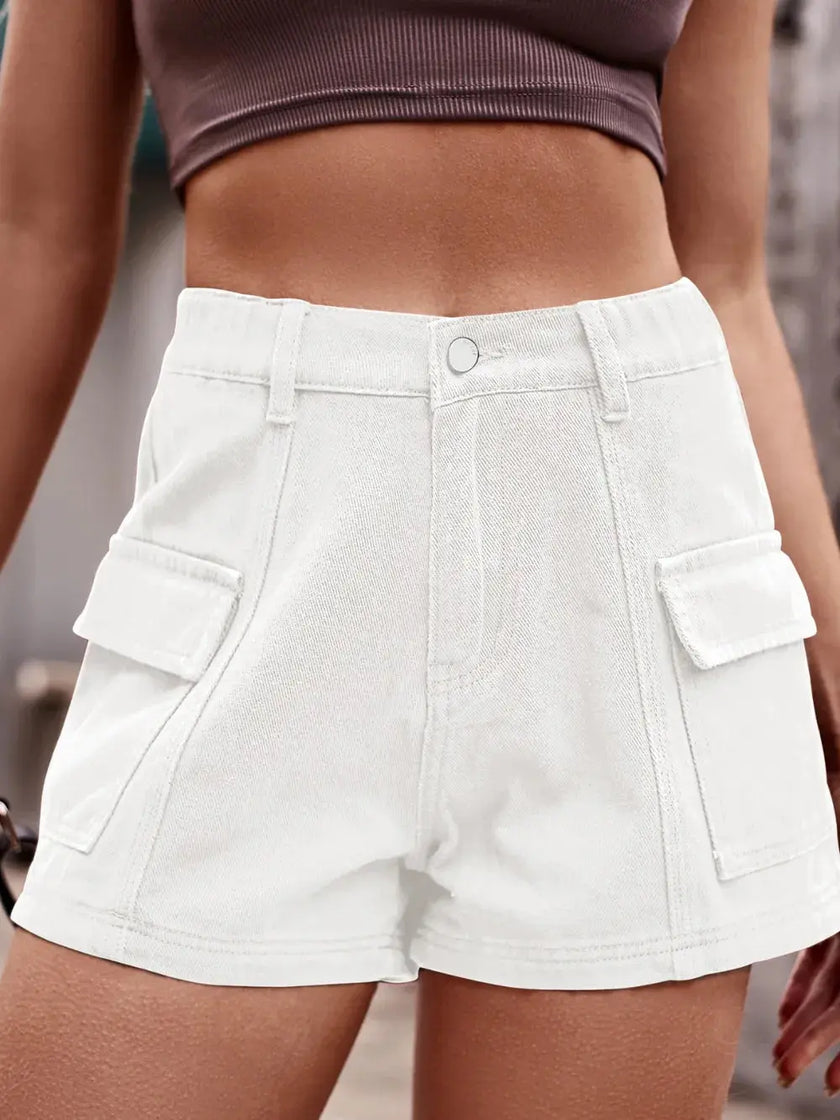 High Waist Denim Shorts with Pockets  Style Ratio