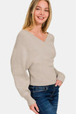 Zenana Cross Wrap Rib Long Sleeve Sweater  Style Ratio