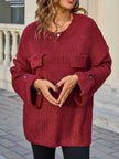 Pocket Detail Round Neck Sweater  Style Ratio