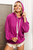 BiBi Brushed Checker Drawstring Long Sleeve Hoodie  Style Ratio