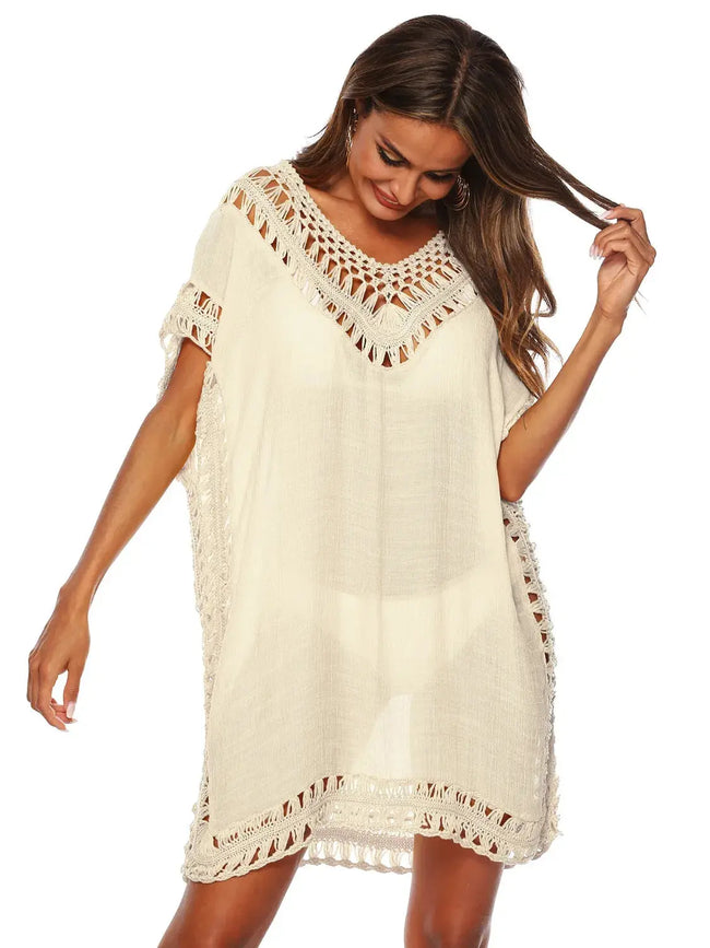 Bohemian Crochet Trim Beach Cover Up  Style Ratio
