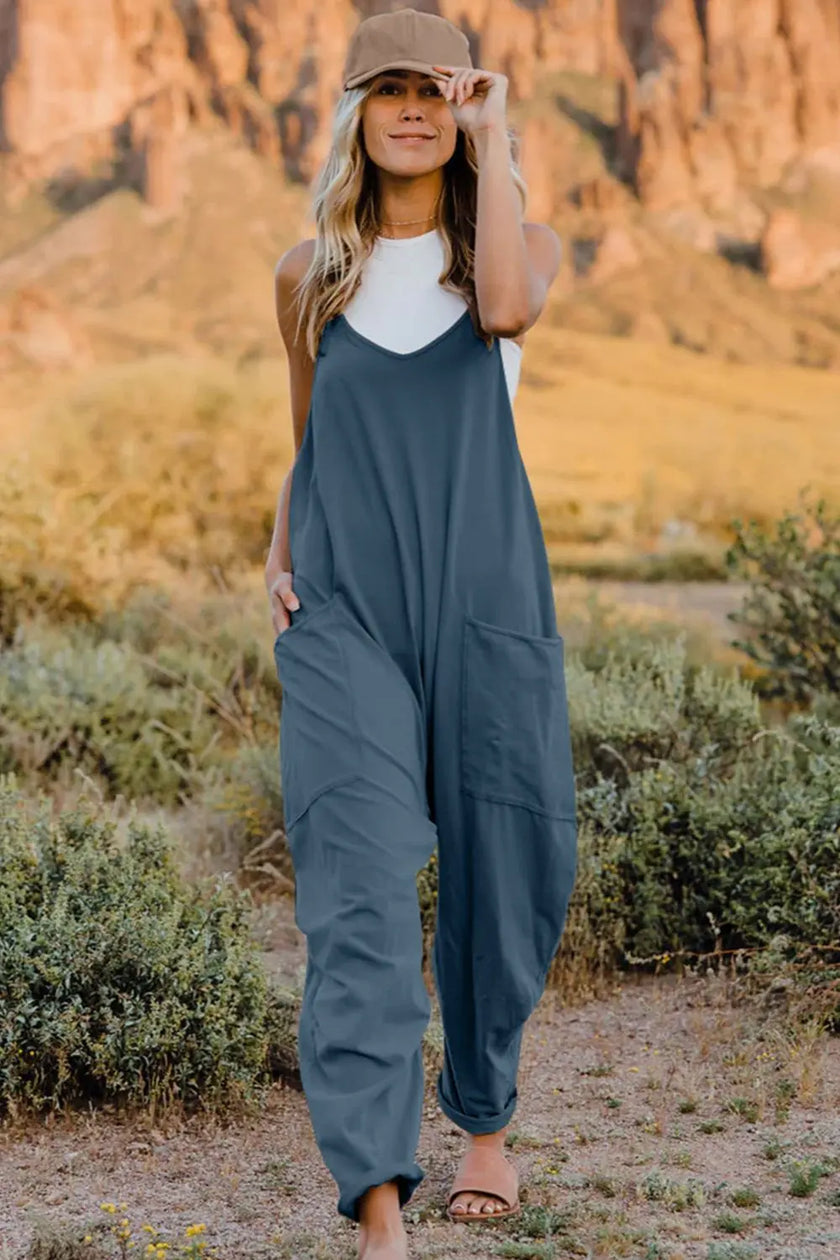 Double Take V Neck Sleeveless Jumpsuit with Pockets  Style Ratio