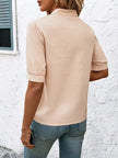 Embroidered Notched Short Sleeve Blouse  Style Ratio