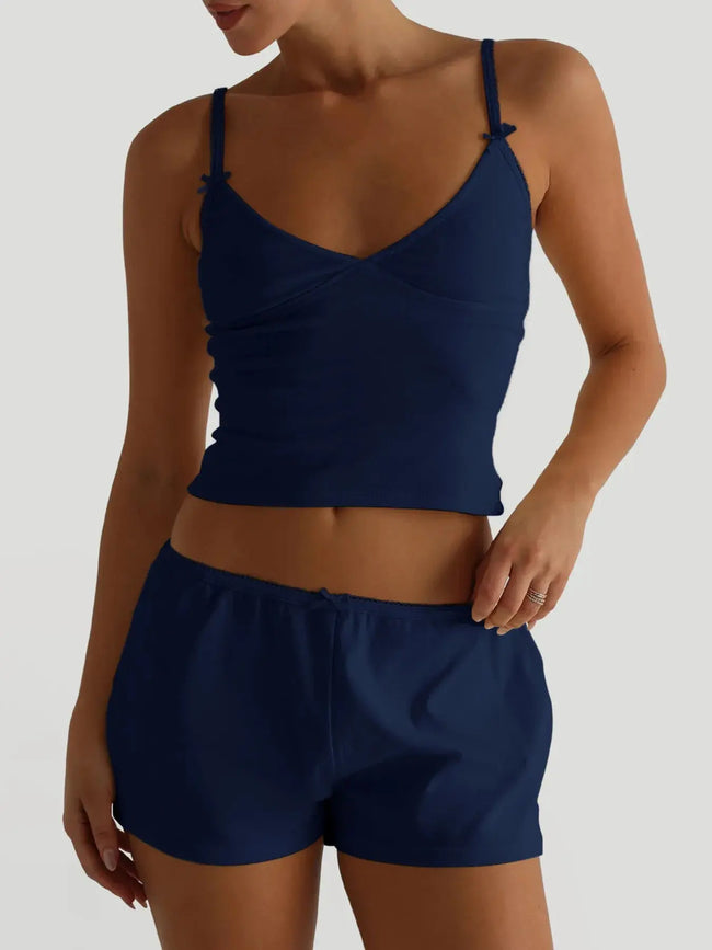 V-Neck Cami and Shorts Loungewear  Style Ratio