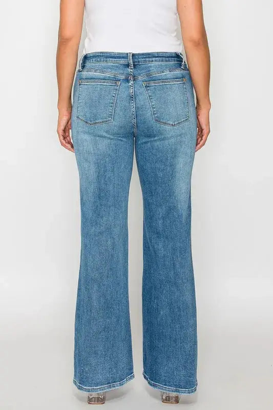 bytos Full Size Cat's Whiskers Mid Rise Bootcut Jeans  Style Ratio