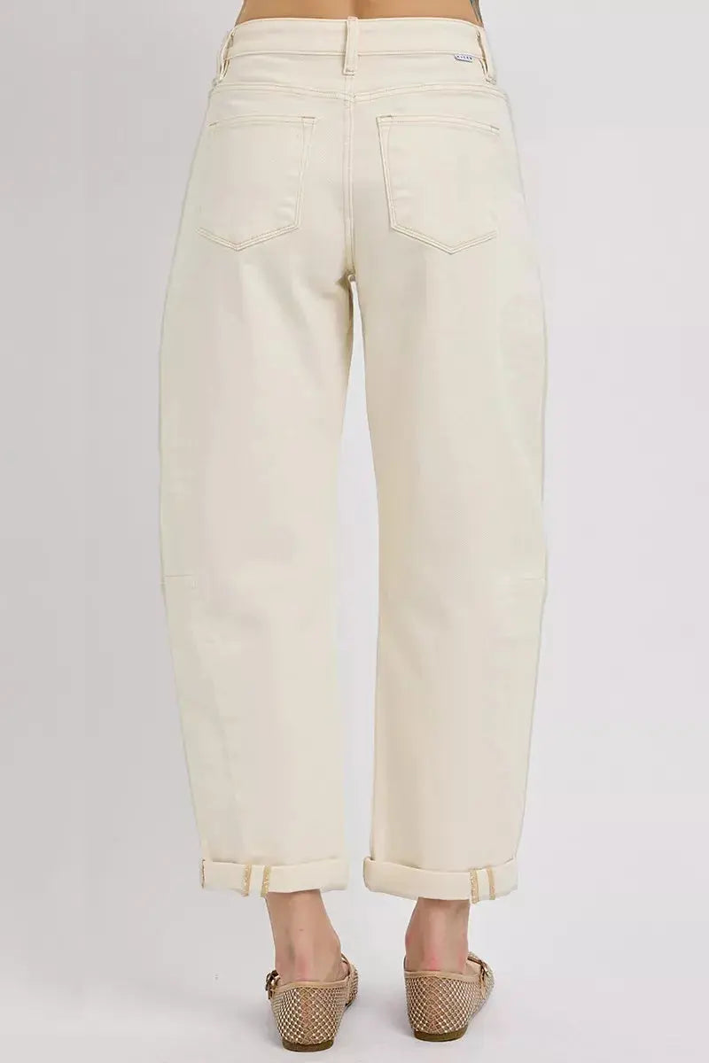 RISEN High Rise Relaxed Barrel Cuffed Jeans  Style Ratio