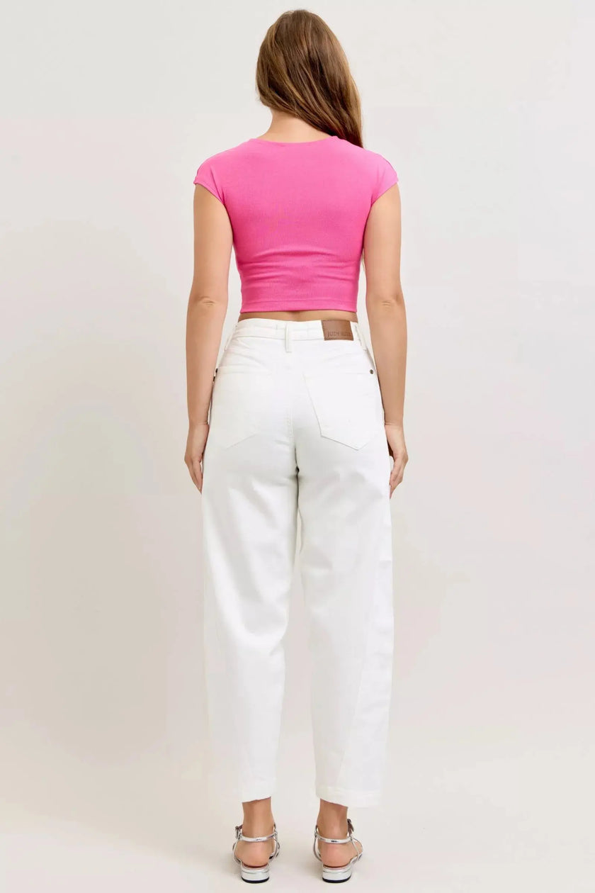 Judy Blue High-Waisted Rigid Magic Panel Barrel Jeans  Style Ratio