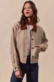 SO ME Cotton Twill Cropped Barn Jacket wtih Collar  Style Ratio