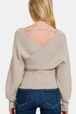 Zenana Cross Wrap Rib Long Sleeve Sweater  Style Ratio