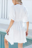 Ruffled Smocked Waist V-Neck Cover-Up  Style Ratio