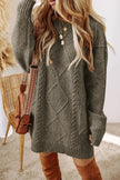 Cable-Knit Round Neck Sweater Dress  Style Ratio