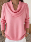 Drape Neck Long Sleeve Knit Top  Style Ratio