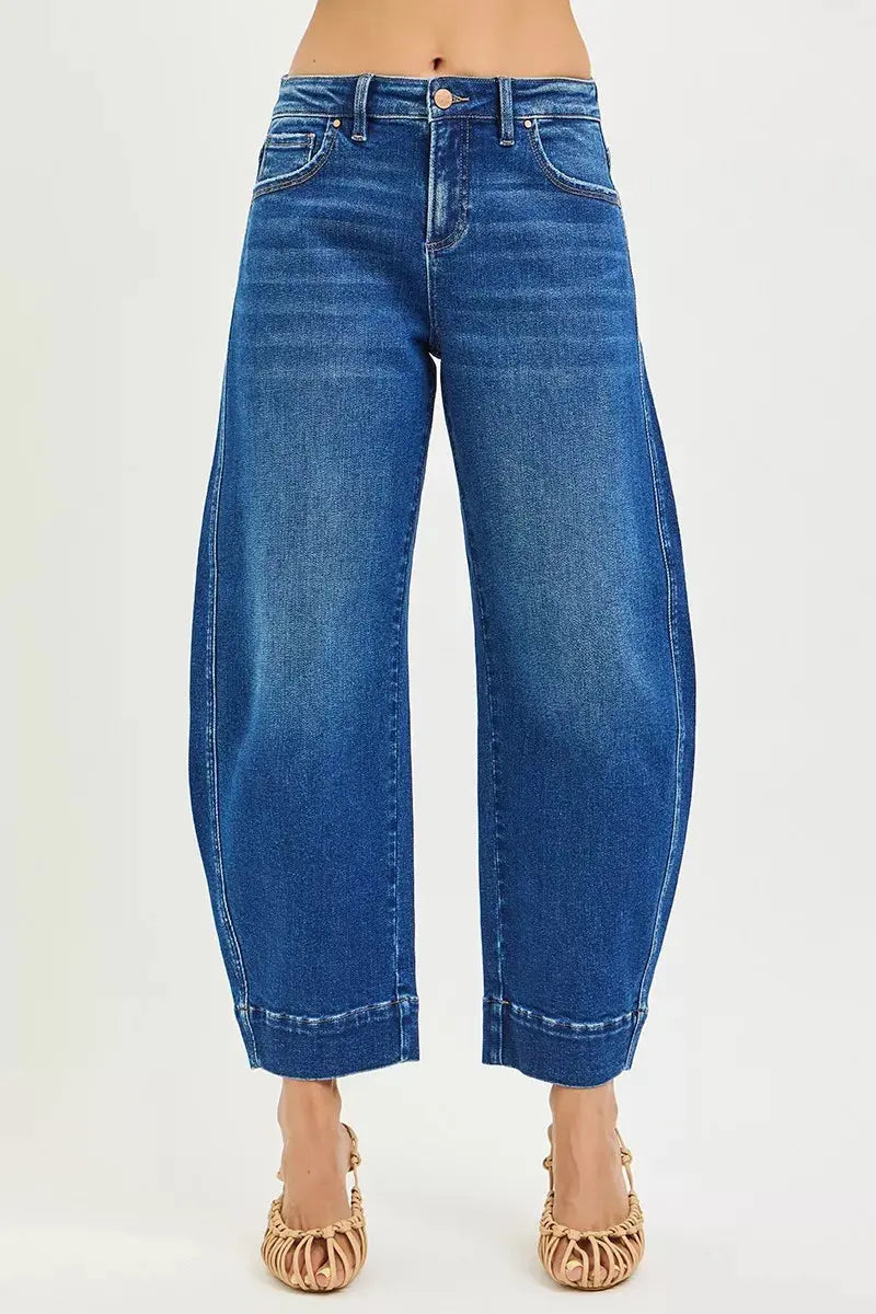RISEN Mid Rise Crop Barrel Jeans  Style Ratio