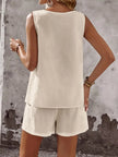 Decor Button Round Neck Tank and Shorts Set  Style Ratio