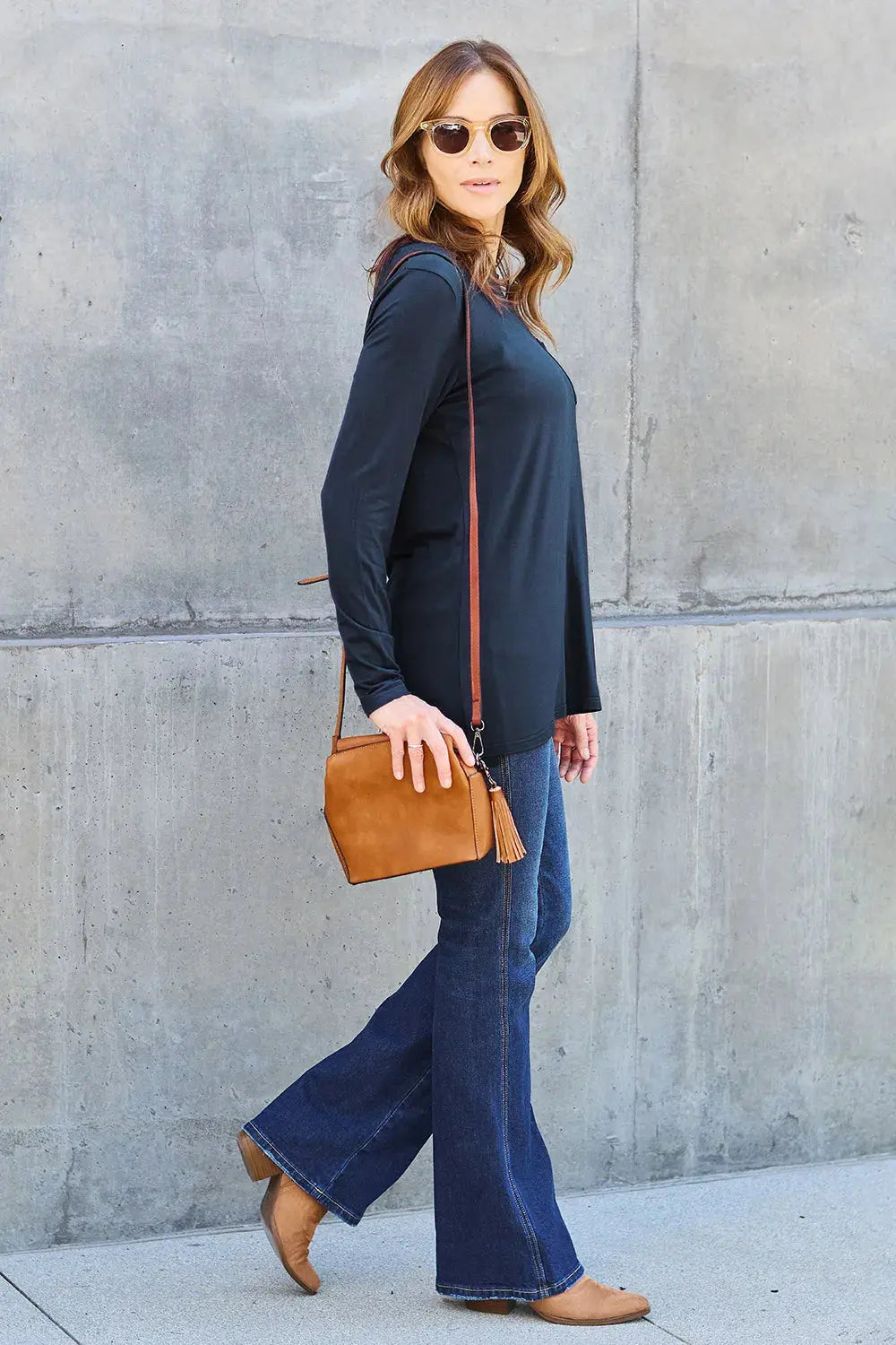 Basic Bae Full Size Round Neck Long Sleeve Top  Style Ratio