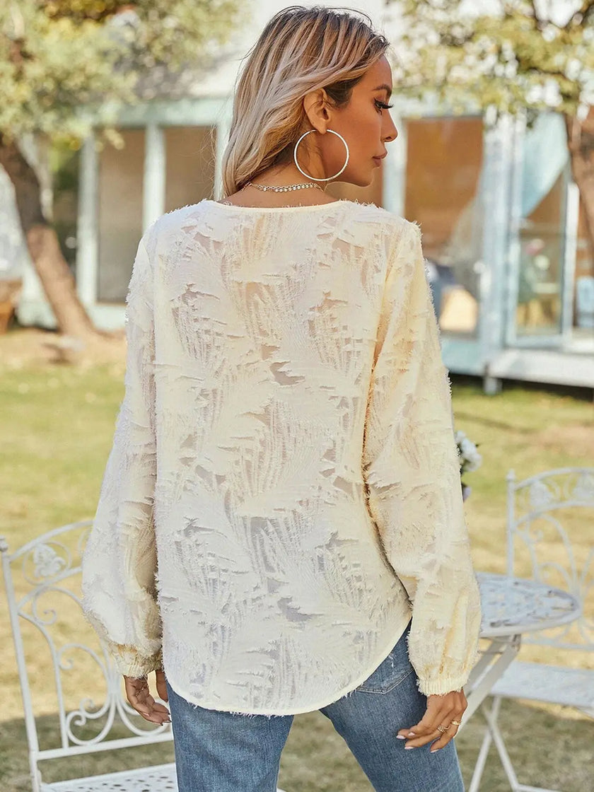 V-Neck Long Sleeve Blouse  Style Ratio