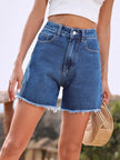 Raw Hem High Waist Denim Shorts  Style Ratio
