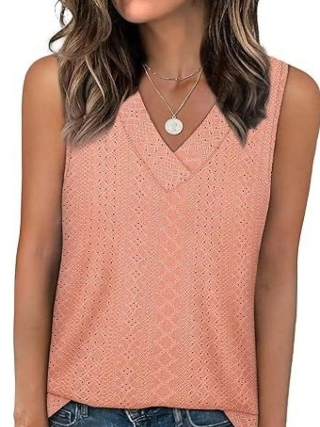 Eyelet V-Neck Tank  Style Ratio