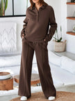 Collared Sweatshirt and High Waist Pants Active Set  Style Ratio
