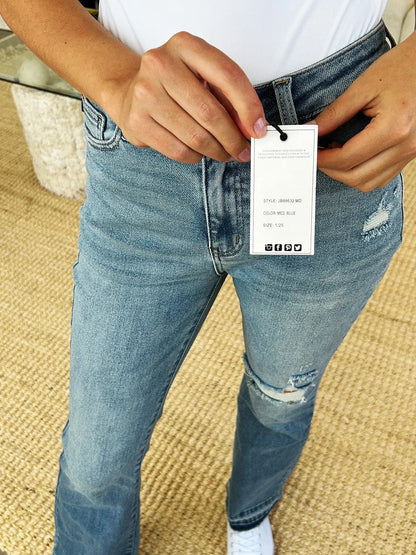 Judy Blue Mid Rise Distressed Jeans Trendsi