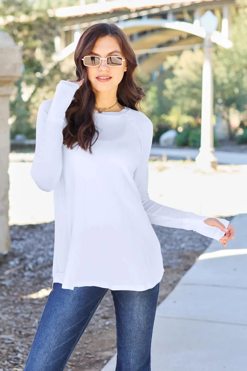 Basic Bae Full Size Round Neck Long Sleeve Shirt  Style Ratio
