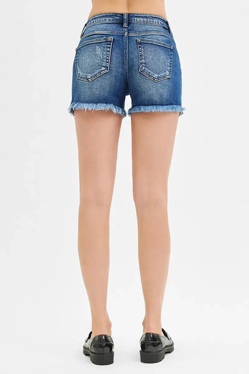 RISEN Low Rise Frayed Denim Shorts  Style Ratio