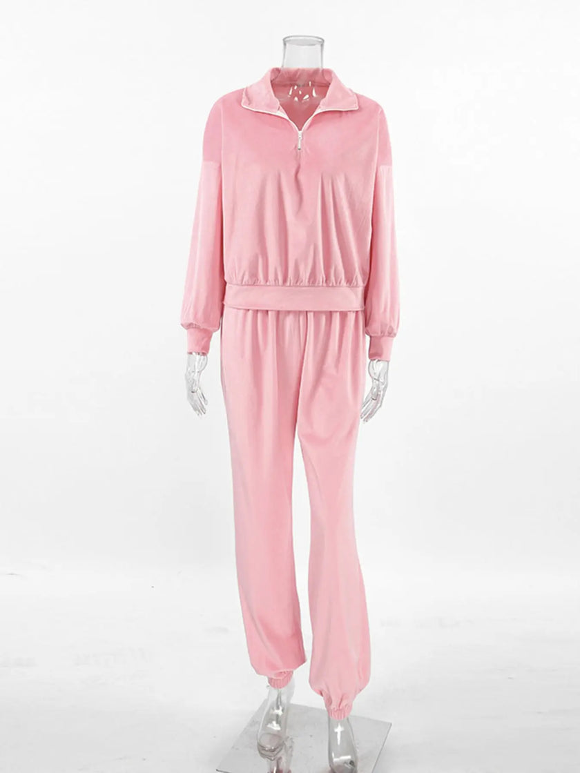 Quarter Zip Long Sleeve Top and Pants Loungewear  Style Ratio