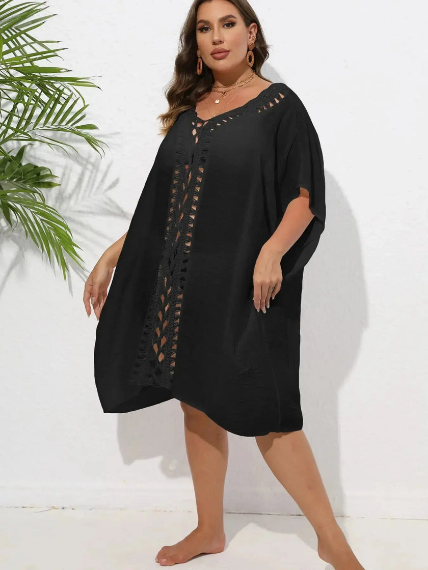 Crochet Trim V-Neck Beach Cover Up  Style Ratio