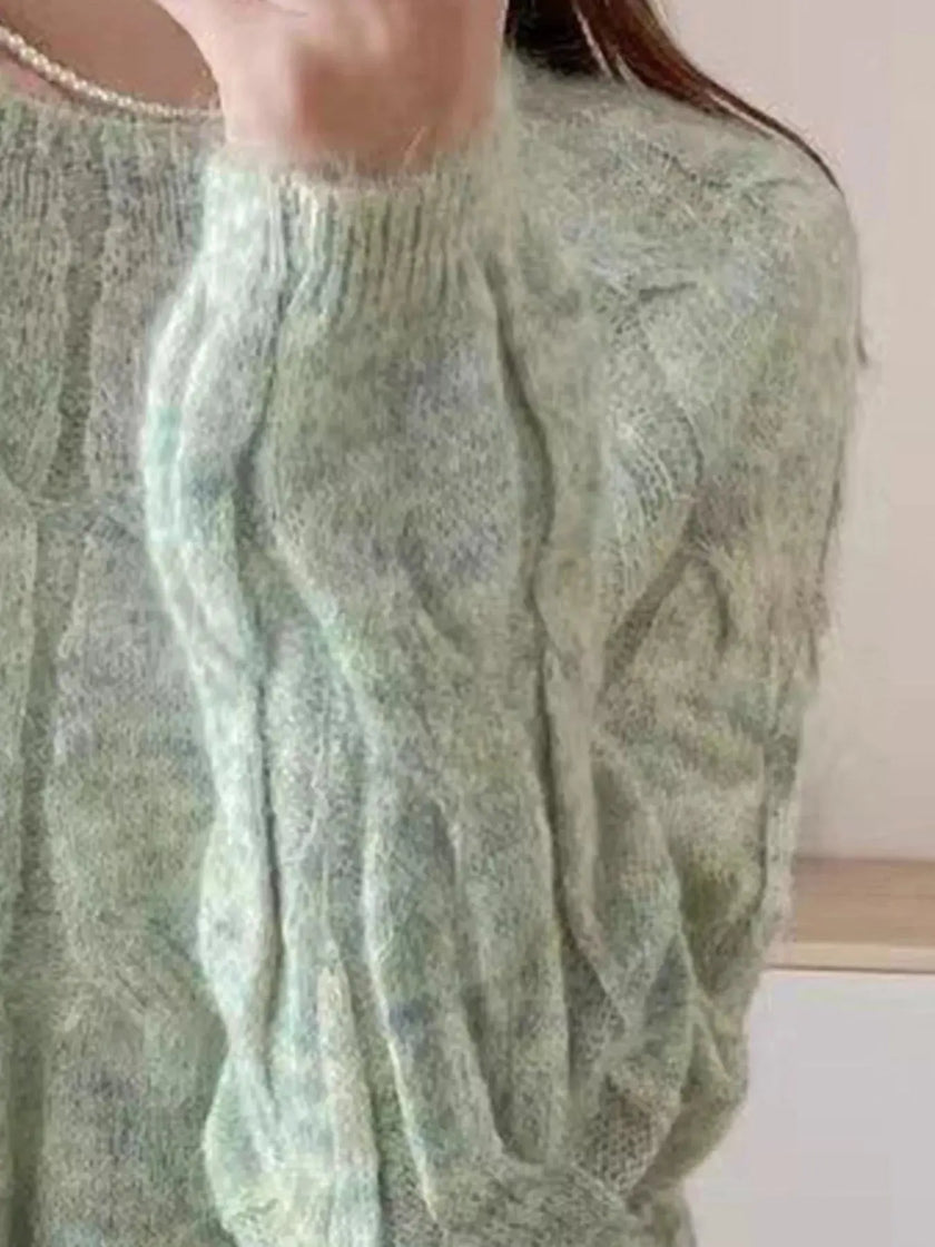 Cable-Knit Round Neck Sweater  Style Ratio