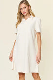 Double Take Full Size Texture Collared Neck Short Sleeve Dress  Style Ratio