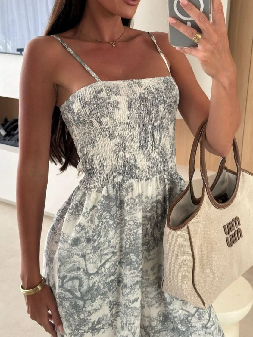 Printed Smocked Jumpsuit  Style Ratio