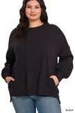 Zenana Full Size Fleece Hi Low Boyfriend Sweatshirts with Pockets  Style Ratio