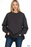 Zenana Oversized Round Neck Fleece Tunic Sweatshirt  Style Ratio