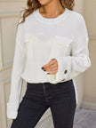 Pocket Detail Round Neck Sweater  Style Ratio