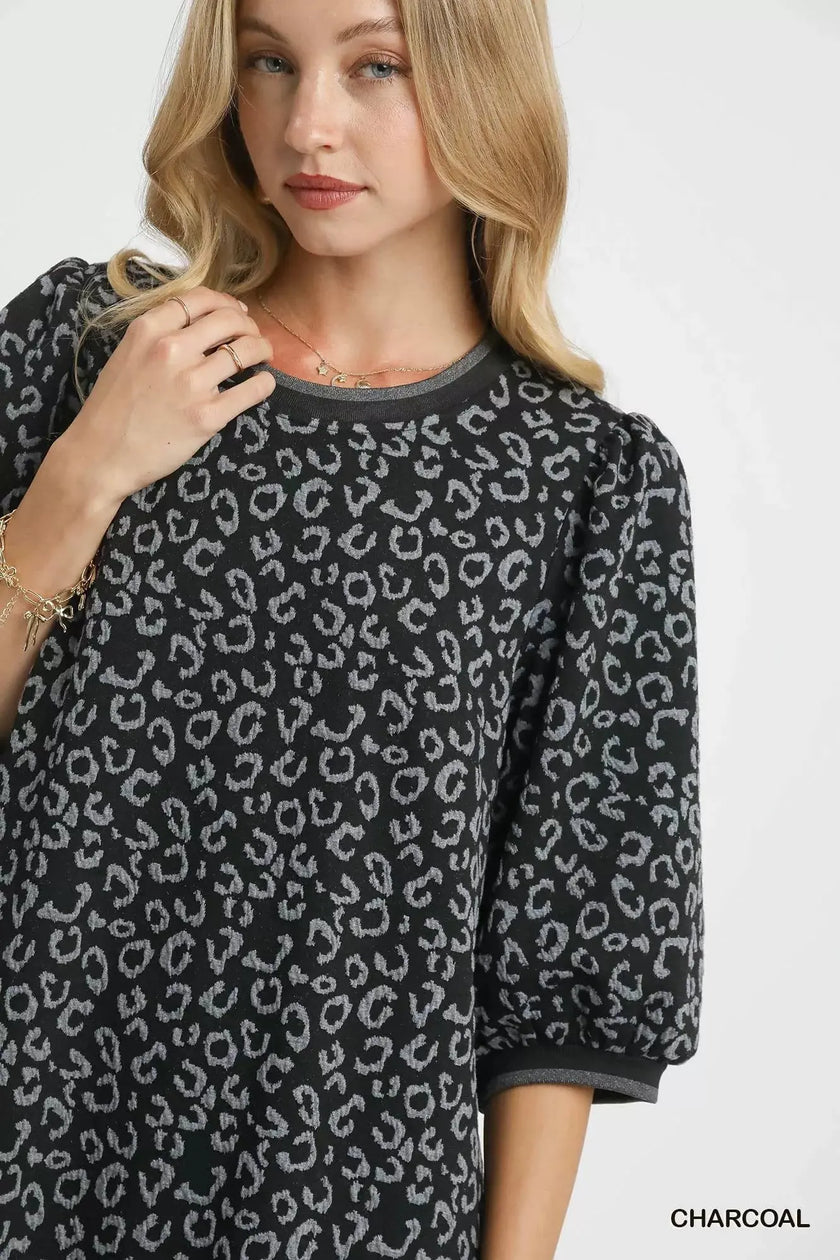 Umgee Leopard Print Jacquard Mini Dress  Style Ratio
