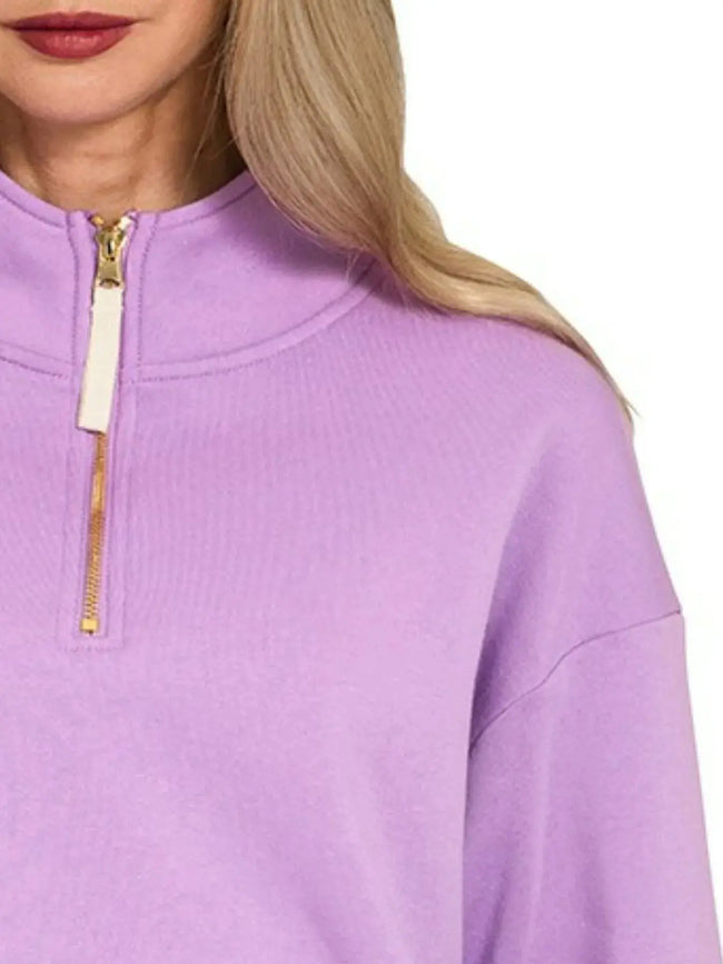 Zenana Fleece Half Zip Sweatshirt  Style Ratio