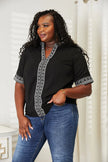 Double Take Embroidered Notched Neck Blouse  Style Ratio