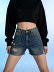 Distressed Slit Denim Shorts  Style Ratio