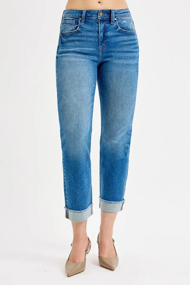 RISEN High Rise Boyfriend Fit Ankle Jeans  Style Ratio